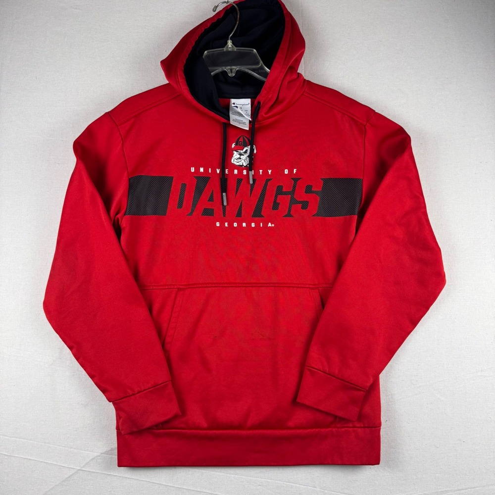Champion Georgia Bulldogs Hoodie Mens Small Red DAWGS Graphic Sweatshirt